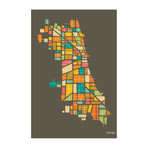 Abstract Chicago Neighborhood Map (18"W x 26"H x 0.75"D)