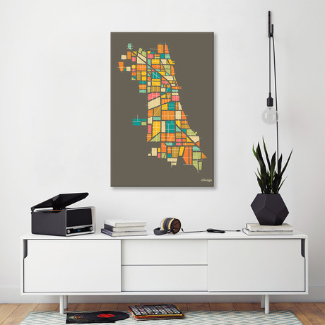 Abstract Chicago Neighborhood Map (18"W x 26"H x 0.75"D)