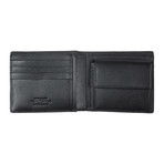 Pebbled Leather Bi-Fold Wallet With Coin Pouch // Black