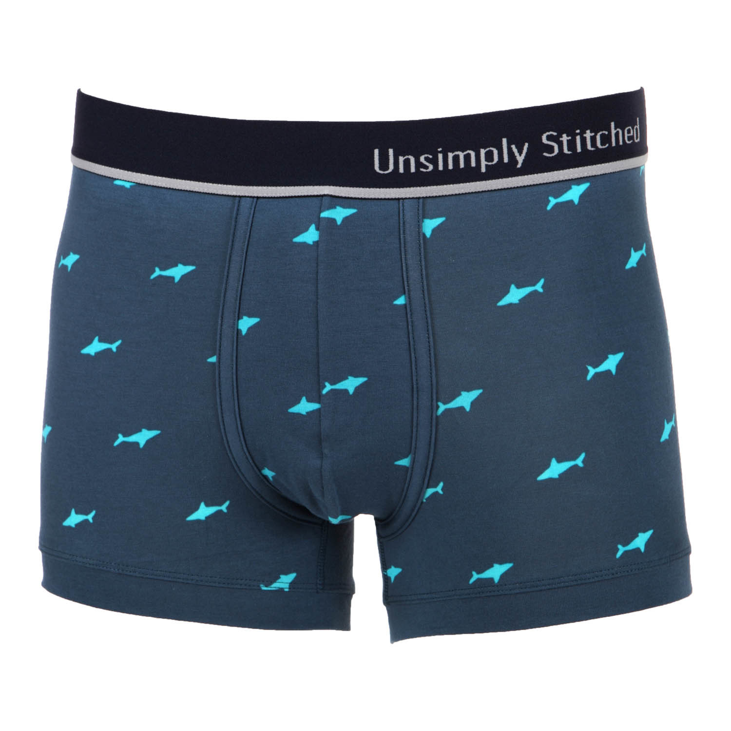 No Show Trunk // Sharks // Navy + Blue (2XL(42