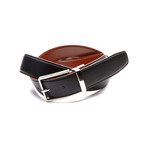 Reversible Feathered Edge Dress Belt // Cognac + Black (32" Waist)