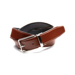 Reversible Feathered Edge Dress Belt // Cognac + Black (32" Waist)