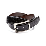 Reversible Crocodile Embossed Leather Belt // Black (32" Waist)