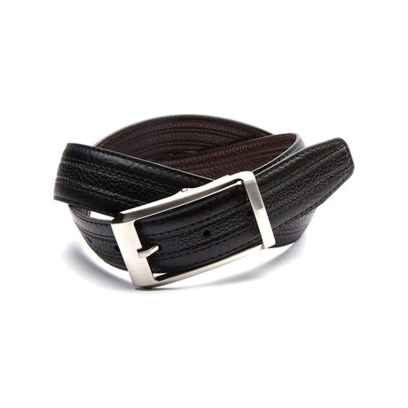 Reversible Pebble Grain Leather Belt // Black (32" Waist)