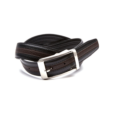 Reversible Pebble Grain Leather Belt // Brown (32" Waist)