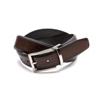 Reversible Lizard Inlay Genuine Leather Belt // Brown + Black (32" Waist)