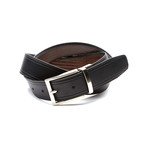 Reversible Lizard Inlay Genuine Leather Belt // Brown + Black (32" Waist)