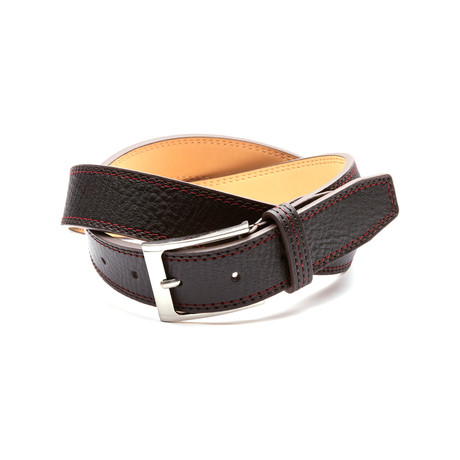 Pebble Grain Leather Belt // Brown (32" Waist)