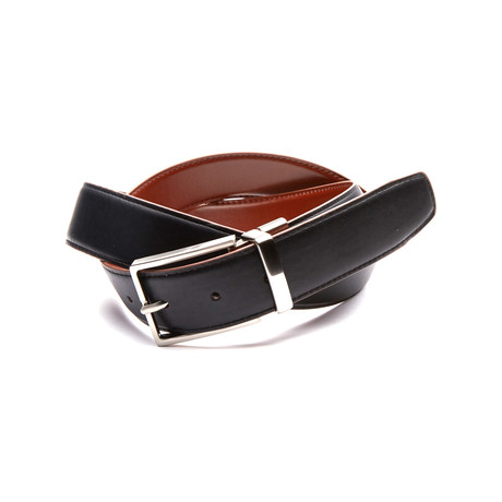 Reversible Feathered Edge Dress Belt // Black + Brown (32" Waist)