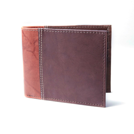 Two-Tone Leather Passcase Wallet // Brown + Cognac