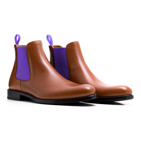 Calf Leather Chelsea Boot // Cognac + Purple (Euro: 40)