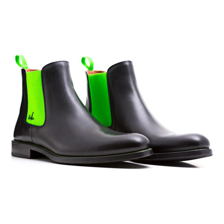 Calf Leather Chelsea Boots // Black + Green (Euro: 39)