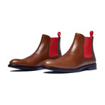 Chelsea Boots Calf Leather // Cognac + Red (Euro: 47)