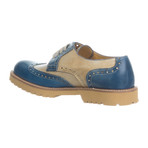 Colorblocked Leather Lug Sole Wingtip Brogue // Blue + Tan (Euro: 43)