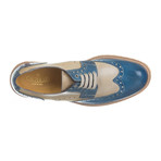 Colorblocked Leather Lug Sole Wingtip Brogue // Blue + Tan (Euro: 43)