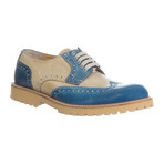 Colorblocked Leather Lug Sole Wingtip Brogue // Blue + Tan (Euro: 43)