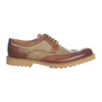 Colorblocked Leather Lug Sole Wingtip Brogue // Whiskey + Beige (Euro: 44)