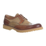 Colorblocked Leather Lug Sole Wingtip Brogue // Whiskey + Beige (Euro: 44)