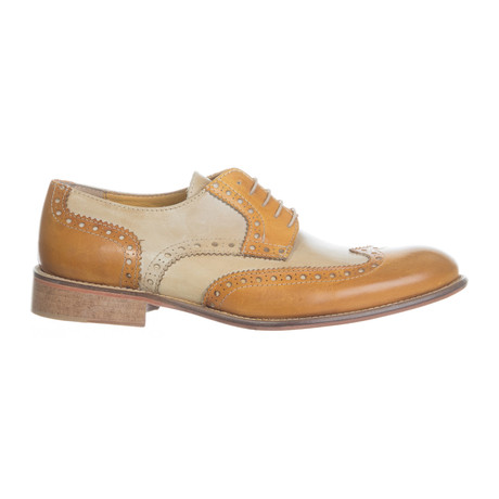 Colorblocked Leather Lug Sole Wingtip Brogue // Tan (Euro: 39)