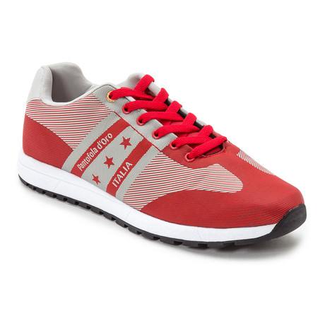 Knit Lace-Up Sneaker // Red + Grey (Euro: 40)