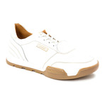 Merlon Sole Leather Lace-Up Sneaker // White + Honey (Euro: 42.5)