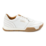 Merlon Sole Leather Lace-Up Sneaker // White + Honey (Euro: 42.5)