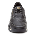 Merlon Sole Leather Lace-Up Sneaker // Black + Black (Euro: 44)