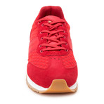 Embossed Mixed Material Lace-Up Sneaker // Red (Euro: 43)