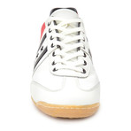 Embroidered Stripe Leather Lace-Up Sneaker // Red + White + Black (Euro: 41.5)