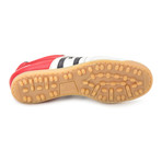 Embroidered Stripe Leather Lace-Up Sneaker // Red + White + Black (Euro: 41.5)