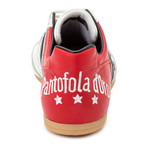 Embroidered Stripe Leather Lace-Up Sneaker // Red + White + Black (Euro: 41.5)