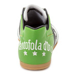 Embroidered Stripe Leather Lace-Up Sneaker // Chartreuse + White + Black (Euro: 45)