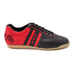 Embroidered Stripe Leather Lace-Up Sneaker // Red + Black (Euro: 41)