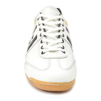 Embroidered Stripe Leather Lace-Up Sneaker // Yellow + White + Black (Euro: 42.5)