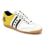 Embroidered Stripe Leather Lace-Up Sneaker // Yellow + White + Black (Euro: 42.5)