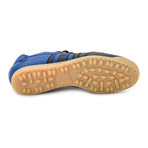 Embroidered Stripe Leather Lace-Up Sneaker // Blue + Black (Euro: 43.5)