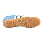 Embroidered Stripe Leather Lace-Up Sneaker // Sky + White + Black (Euro: 44)