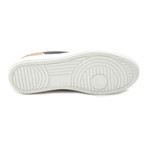 Colorblocked Mixed Leather Lace-Up Sneaker // White + Taupe + Black + Blue (Euro: 41)