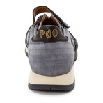 Strapped Colorblock Perforated Oiled Suede Sneaker // Grey + Black (Euro: 41)