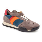 Strapped Colorblock Perforated Mixed Leather Sneaker // Taupe + Teal + Orange + Red (Euro: 39)