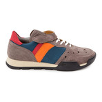 Strapped Colorblock Perforated Mixed Leather Sneaker // Taupe + Teal + Orange + Red (Euro: 39)