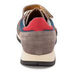 Strapped Colorblock Perforated Mixed Leather Sneaker // Taupe + Teal + Orange + Red (Euro: 39)