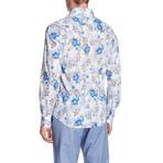 Watercolor Floral Roll Up Linen Shirt // Lavender (2XL)