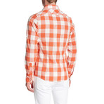 Oversized Gingham Roll Up Linen Shirt // Orange (S)