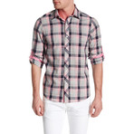 Multicolor Check Roll Up Linen Shirt // Pink (L)