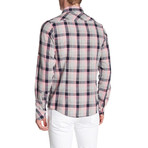 Multicolor Check Roll Up Linen Shirt // Pink (3XL)