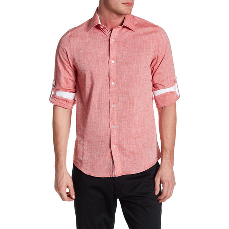 Classic Roll Up Linen Shirt // Red (L)
