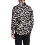 Floral and Fern Roll Up Linen Shirt // Black (L)