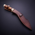 Damascus Steel Kukri Knife + Sheath // Rosewood