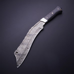 Damascus Steel Kukri Knife + Sheath // Black Micarta